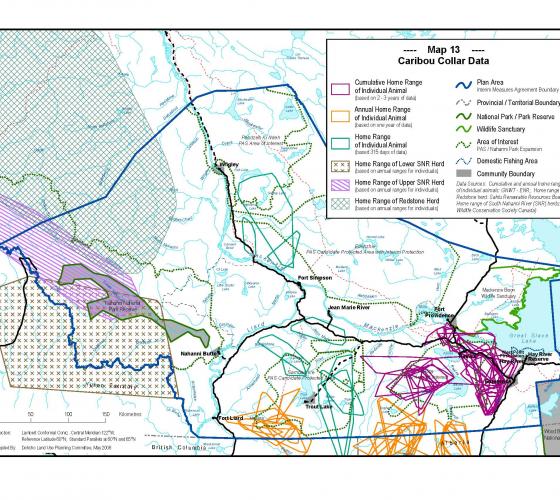 Map 13 – Woodland Caribou (Rangifer tarandus caribou) Distribution Home Range Analysis Thumbnail